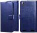 Clickaway Blue Faux Leather Back Case Cover For Lenovo A6000