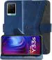Autofocus Faux Leather Back Case Flip Cover for Vivo Y33s with ID Card Slot | Foldable Stand | 2 Card Slot | 1 Cash Slot | Magnetic Closure - Executive Blue, 23008