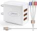 Cablebasket Fast Charging 3 Port Usb 3.1 Ampere Charger Adapter With 3In1 Cable For Micro-Usb, Type-C, Ios, Smartphones Like Samsung Redmi Note 5 Pro 7 Pro Cellular Phones & All Bluetooth Devices