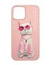TREEMODA Nimmy 3D Embroidery Leather Pink Swag Cat Back Case Compatible with iPhone 12 Mini.