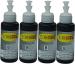 TRISAMA Epson T664 L100, L110, L130, L200, L210, L220, L360, L380, L385, L450 Black Dye Based Ink Cartridge Bottle (Pack of 4)