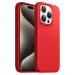 LIRAMARK Liquid Silicone Soft Back Cover Case for iPhone 15 Pro (6.1 inch) (Kadak Red)