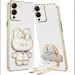 Unilord Back Cover for VIVO V25PRO | Kitty Cat Case with Stand and Mirror | Camera Protection | Anti-Slip | Folding Stand - White