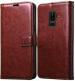 ERIT Samsung A6 Plus Brown Leather Shock Absorbent Flip Cover