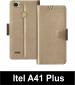 Sbms Itel A41 Plus Gold Artificial Leather Shock Proof Flip Cover