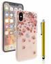 IACCESSORIES 3D Floral Back Cover for iPhone X| 10 - Printed Soft TPU Protective and Stylish Girls Case with Stylus Pen - Pink
