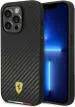 FERRARI iPhone 14 Pro Max Case [Official Licensed] by CG Mobile Italian Flag Line Metal Logo & Mag-Safe Compatible | Hard Case PU Carbon Effect Protective Case/Cover Designed for iPhone 14 Pro Max (6.7-Inch) 2022 - Black