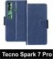 Sbms Tecno Spark 7 Pro Blue Artificial Leather Shock Proof Flip Cover