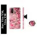 Mobi Elite Red Pink Flower Printed Hard Back Cover Case with Mobile Holder, Pop holder, Pop socket for Vivo Y30, Vivo Y50