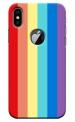 MobiEra Apple iPhone X Logo Cut Rainbow Lines Design Plastic Hard Case Cover