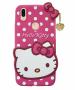 Aloin Hekitty Redmi Y3 Pink Silicone Cute Hello Kitty with Metal Pendent Back Case Cover