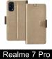 Sbms Realme 7 Pro Gold Artificial Leather Shock Proof Flip Cover