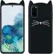 Xykos Black Rubber Silicon Cat Kitty Billi Cartoon Ear Design Back Case Cover for Samsung Galaxy S20 FE