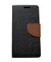 Fastship Imported Canvas Cloth Smooth Flip Cover for Realme RMX1825 / Realme3| Inside TPU & Inbuilt Stand | Wallet Style Back Cover Case | Stylish Mercury Magnetic Closure - Black::Brown