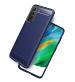 Golden Sand Carbon Fibre Case for Samsung Galaxy S21 FE 5G Back Cover Case, Shockproof Rugged Durable Drop Protection Tested for Samsung Galaxy S21 FE 5G, Blue