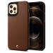 Spigen Cyrill Leather Brick Back Cover Case Compatible with iPhone 12 Pro and iPhone 12 (2020) (Faux Leather + PC) - Saddle Brown