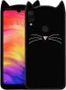 UNILORD Xiaomi Redmi Note 7 Pro Black Rubber Screen Protector 3D Cat Kitty Girls Back Case Cover