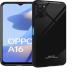 Trifty (Glass Back Oppo A16 Black) Luxurious Toughened Glass Back Case with Shockproof TPU Bumper Case Cover for Oppo A16 (Black)