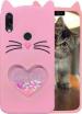 Lejaao Xiaomi Mi Redmi 7 Love Cat Hello Kitty Rose Gold Silicone Mobile Back Cover