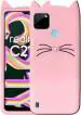 UNILORD Realme C21Y Pink Rubber Screen Protector 3D Cat Kitty Girls Back Case Cover