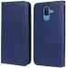 Unistuff Faux Leather Back Case Flip Cover for Samsung Galaxy On8 with ID Card Slot | Foldable Kickstand | 2 Card Slot | 1 Cash Slot - Executive Blue, 61547