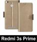 Sbms Mi Redmi 3S Prime Gold Artificial Leather Shock Proof Flip Cover