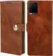 Fastship Vivo Y21 Flip Cover | Full Body Protection | Inside Pockets & Stand | Wallet Stylish Button Magnetic Closure Book Cover Leather Flip Case for Vivo Y21 - Executive Brown