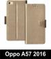 Sbms Oppo A57 Gold Artificial Leather Shock Proof Flip Cover