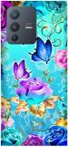 Zepboom Vivo V23 Pro 5G, V2132 Multicolor Plastic Rose Butterfly Wallpaers Printed Dual Protection Back Cover