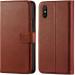 Tingtong Flip Cover Back Case for Redmi 9A | Leather Finish | Inbuilt Stand & Pockets | Wallet Style Flip Back Case Cover for Redmi 9A (Brown)
