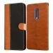 Casotec Premium Leather Kickstand Wallet Flip Case Cover with Magnetic Closure for Nokia 5 - Camel and Black