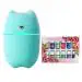 TLISMI 3-in-1 USB Powered Cute Cat Styled Small Cool Mist Air Humidifier Ultrasonic Aroma Diffuser & Set of 12 Water-Soluble Plant Essential Oils Colorful Night Light with 2 Modes for Home, Office