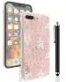 IACCESSORIES 3D Floral Back Cover for iPhone 8 Plus - Printed Soft TPU Protective and Stylish Girls Case with Stylus Pen - Frosted Pink