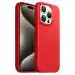 LIRAMARK Liquid Silicone Soft Back Cover Case for iPhone 15 Pro Max (6.7 inch) (Kadak Red)