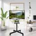 UNICO Adjustable Single Pipe Floor TV Stand Metal Black Powder Coated, Trolley Stand with Wheels, Full Motion Floor Mount