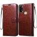 MONKISH Infinix Smart 4 Plus Brown Leather Flip Cover|Mobile Cover|Mobile case|Flip cover