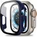 RUPELIK (iWatch Case 49mm Blue) Compatible Apple Watch Ultra 49MM Case with Built-in Tempered Glass Screen Protector,Square Edge Design Hard PC Full Coverage Cover Anti-Scratch Protective Guard (Blue)