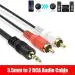 BUNAS Black Tv-Out Cable Aux To 2rc Copper Wire Bound 3.5 mm Male Jack To 2 Male Speaker Amplifier