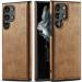 SOFTY SCOTT SERIES LEATHER BACK COVER FOR SAMSUNG GALAXY S23 ULTRA - TAN BROWN