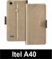 Sbms Itel A40 Gold Artificial Leather Shock Proof Flip Cover