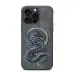 TREEMODA Nimmy Embroidered Dragon Series Leather Grey Back Case Compatible for iPhone 15 Pro Max.