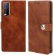Cowboy Vivo Y12S, V2026, V2033, V2042 Brown Artificial Leather, Silicon Flexible Back Cover - Button-Vin742