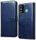 AmericHome Itel A27, A551L Blue Artificial Leather Mobile Flip Cover