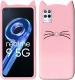Xykos Pink Rubber Silicon Flexible Cat Kitty Mobile Back Case Cover for Realme 9 5G