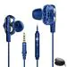 pTron Boom Pro Dual Driver Wired Headphones with Deep Bass, In Ear Style, Volume Control, Passive Noise Cancelling Earphones & In-line Mic (Dark Blue)