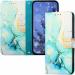 ClickCase Marble Series Faux Leather Back Case Card Holder Wallet with Magnetic Closure Flip Cover For Oppo A15s (Sea Green)