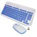 PC PUROHIT-Companion 114 Wireless Keyboard and Mouse Combo Compact 2.4GHz Featuring Integrated Multimedia Keys, Smartphone/Tablet Holder, UV Printed Keycaps, and On/Off Switch(White+Blue)