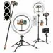 OSHEE STORE Professional LED Ring Light with Tripod Stand Combo | 3 Color Modes Dimmable | Lighting for Reels Makeup vlogging Shooting and Camera Clip Setup (10 Inches, White Gold)