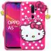 Clickaway Hello Kitty Case for Oppo A5 2020 3D Soft Cute Cover for Girls/Women Silicone Rubber Back Cover With Pendant-Baby Pink/Pink