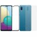 Kite Digital Samsung A02 Back Screen Protective Film Carbon Fiber Skin Transparent Sticker + [Black] Tempered Glass Screen Protector with Edge to Edge Coverage